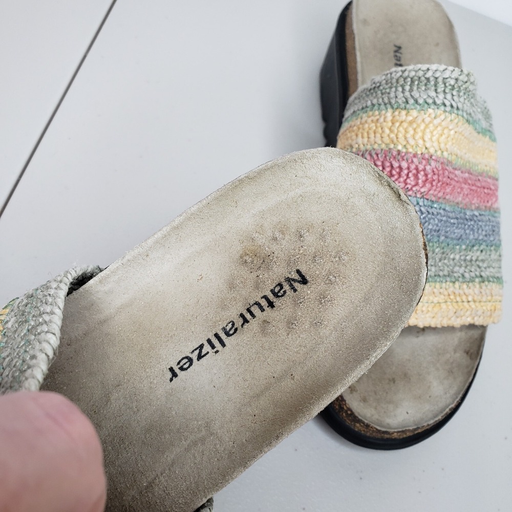 Naturalizer Slide Sandals Women's Size 6M Multicolor Rainbow Striped Boho Wedge - Picture 5 of 8